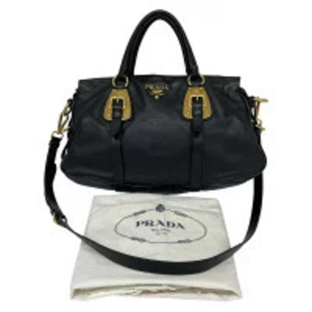 Prada bag Handbag Leather Soft Calf Black Shoulder